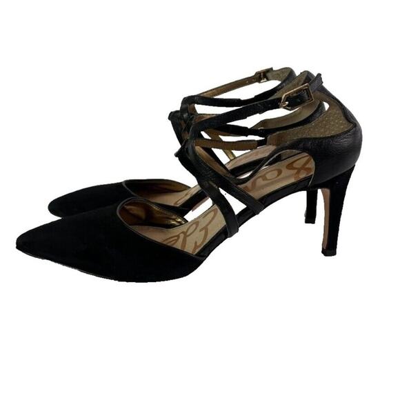 Sam Edelman Shoes - Sam Edelman Pump Women 10M Black Suede Orelon D'Orsay Pointed Toe Stiletto Heel